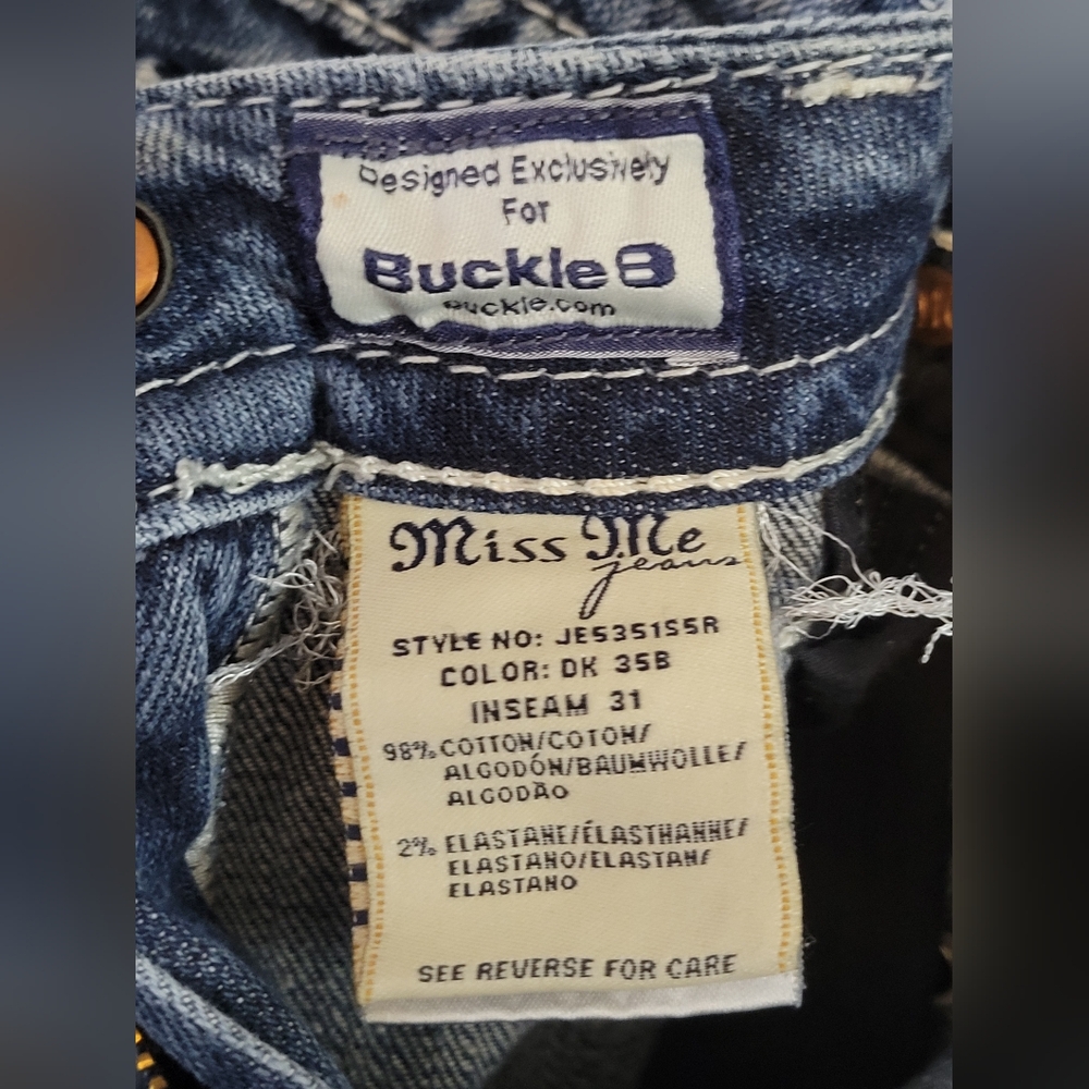 Miss Me Low Rise Crystal Embellished Skinny Jeans Size 28 Dark Wash JE5351S5R - Picture 9 of 12